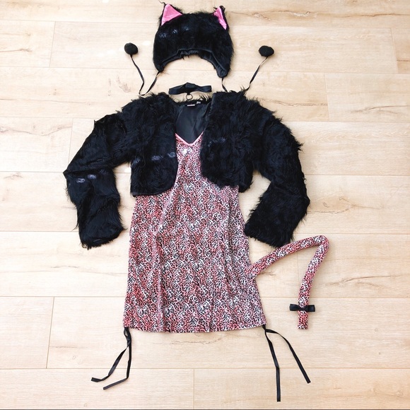 NEW DREAMGIRL PURRFECT ME PINK BLACK LEOPARD KITTY Halloween Costume - Picture 2 of 8